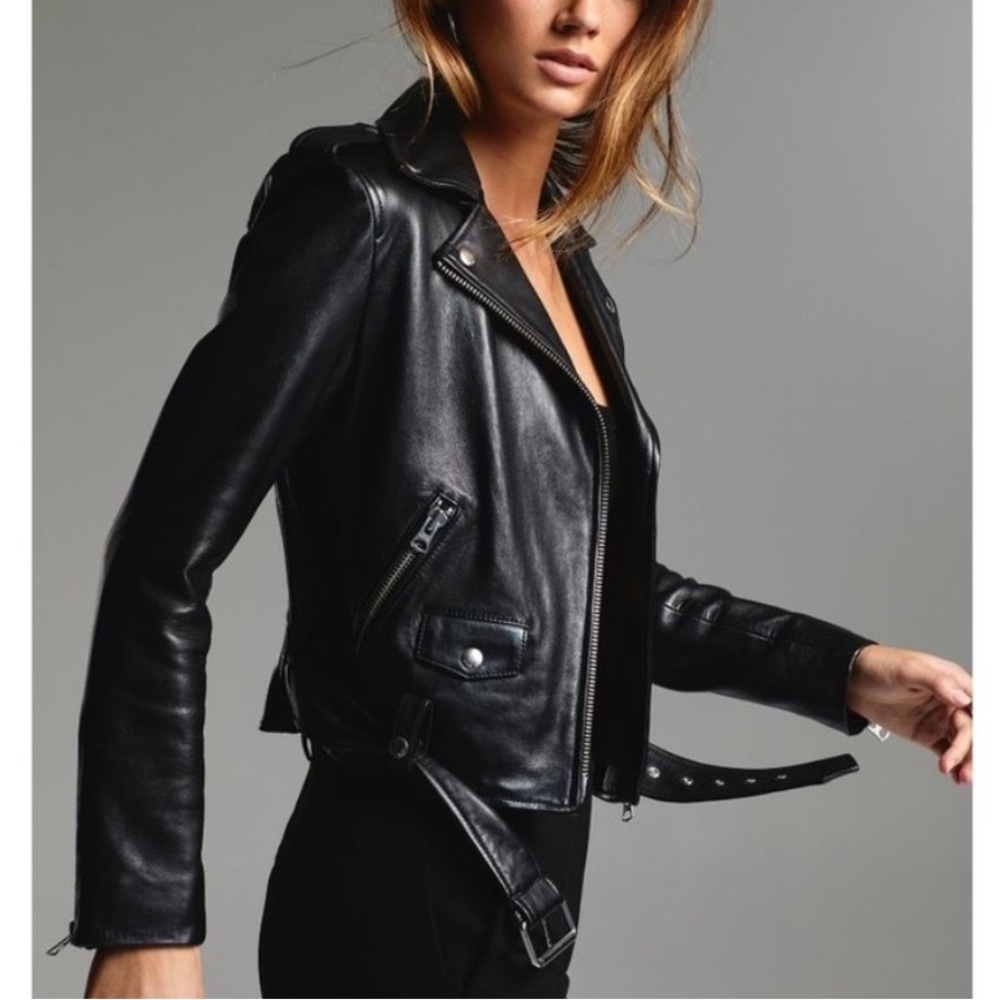 Aritzia Wilfred Free Black Real Leather Jacket